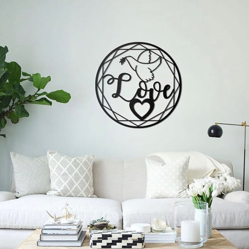 Love Circle Metal Wall Art (Size 15x15 Inches)