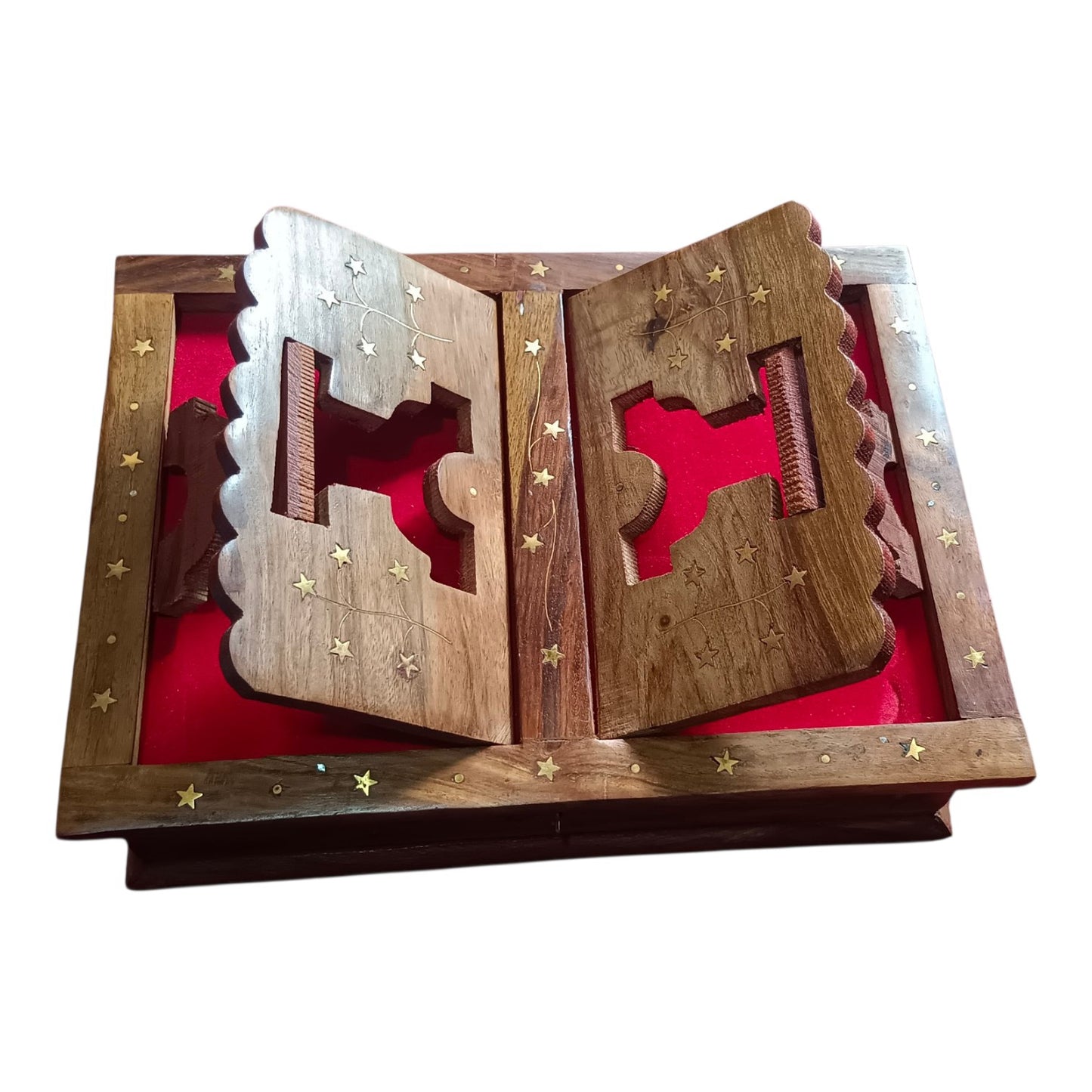 Wooden Handicrafts Holy Quran Sharif Book Box With Rehal Stand – Keeping Islamic Rihal Reading Books Material, Standard Size, Strong Built Quality