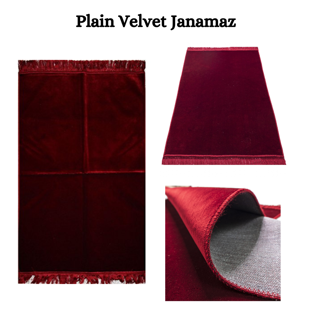 Plain Velvet Janamaz  | Plain and Simple Design | Focused | Gift | Ramadan | Eid | Loved one