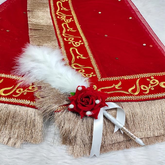 Red Women Net Qubool Hai Dupatta With Nikaah Pen|Dulhan Qubool Hai Dupatta