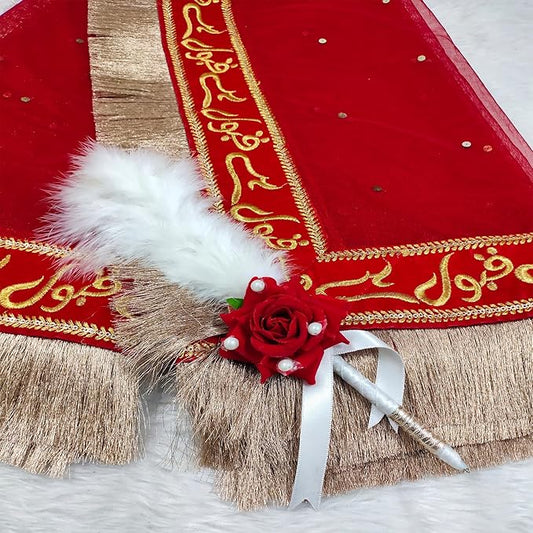 Red Women Net Qubool Hai Dupatta With Nikaah Pen|Dulhan Qubool Hai Dupatta