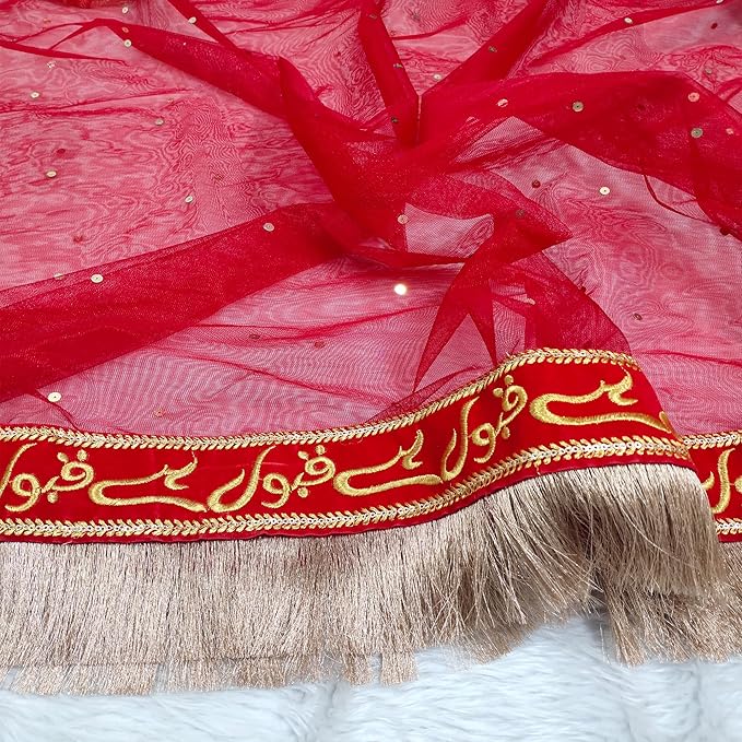 Red Women Net Qubool Hai Dupatta With Nikaah Pen|Dulhan Qubool Hai Dupatta