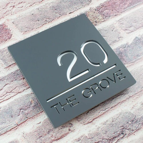 Modern Contemporary Square Metal House Sign