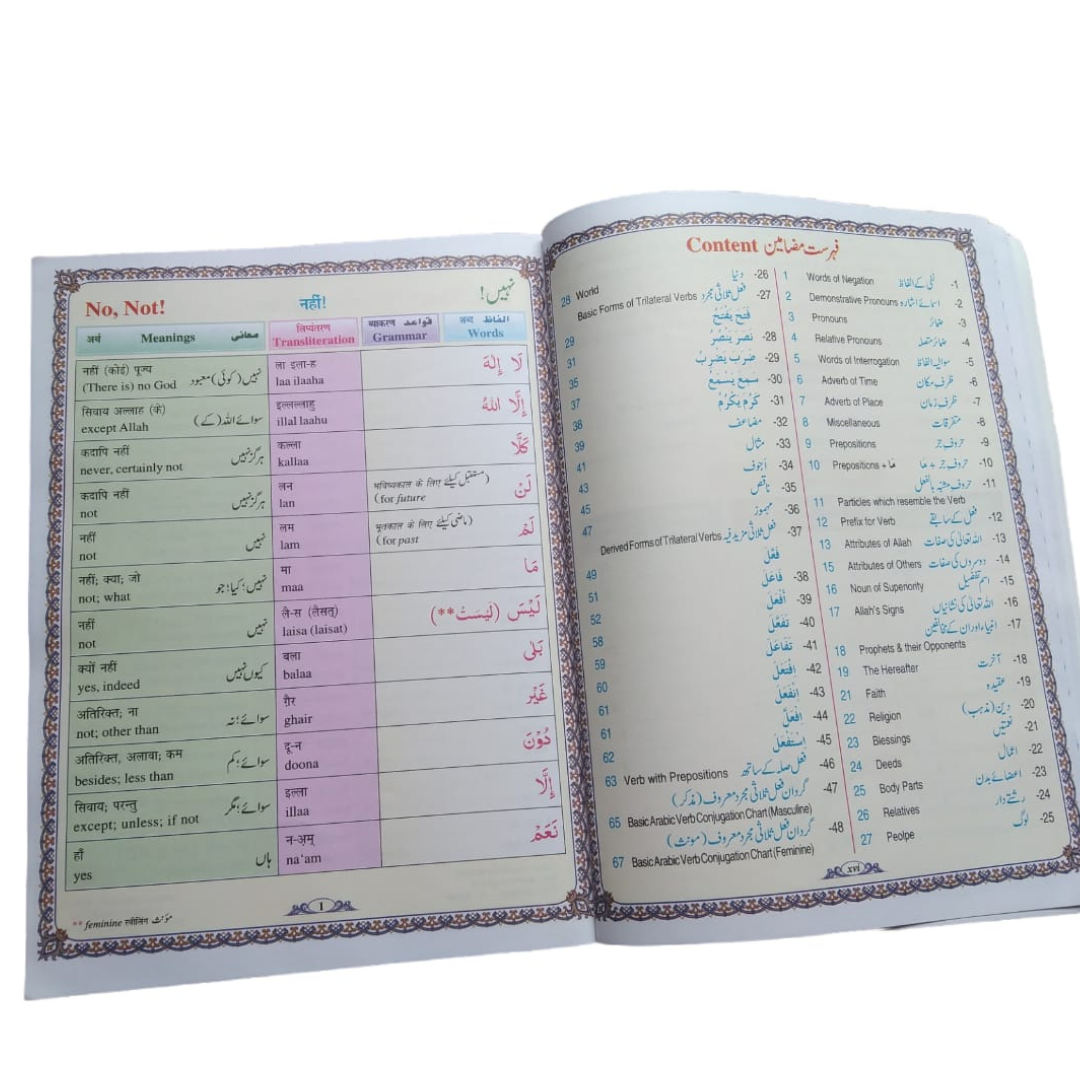 82% Vocabulary of the Holy Quran with Pronunciation (4 in One) - (English/Hindi/Arabi/Urdu)