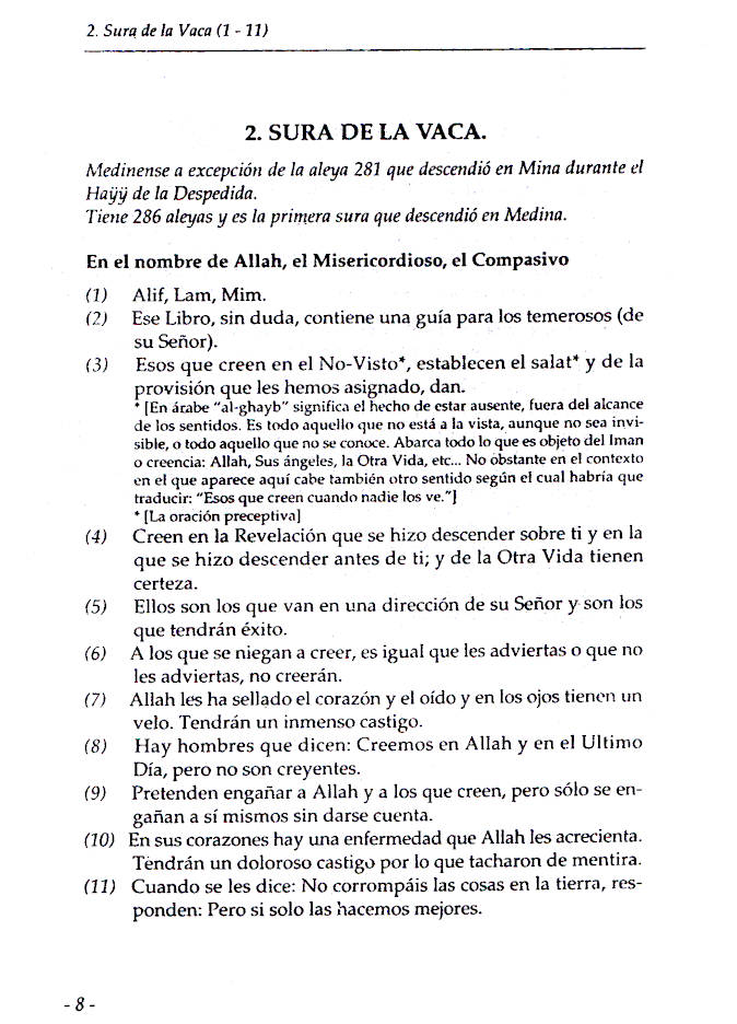 El Coran Traduccion Comentada (Spanish Only)