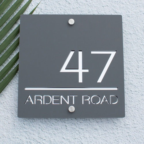 Modern Contemporary Square Metal House Sign