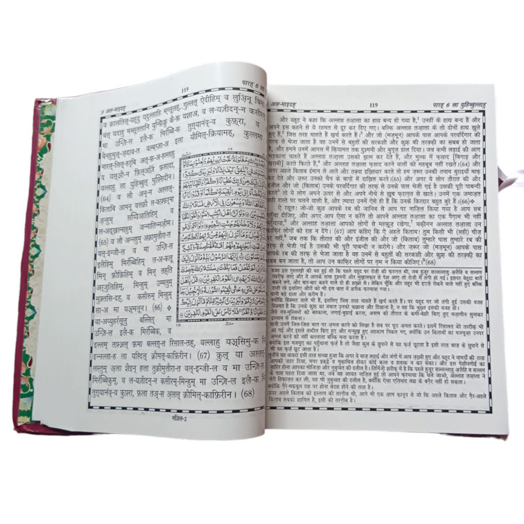 Hindi Quran with Tarjuma and Tafseer Oil Paper