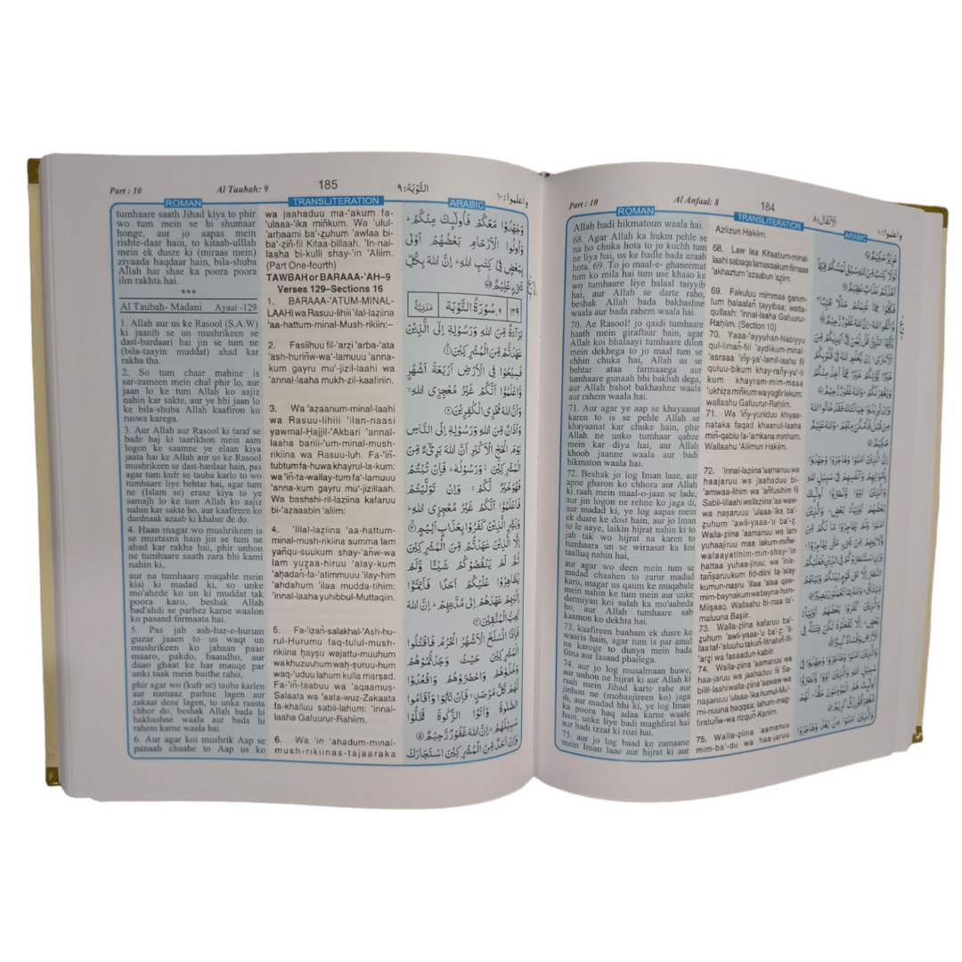 Holy Quran – Arabic Text, URDU Translation in ROMAN Script and English Transliteration