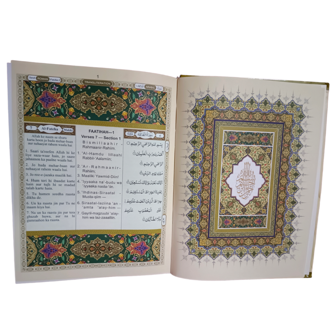 Holy Quran – Arabic Text, URDU Translation in ROMAN Script and English Transliteration