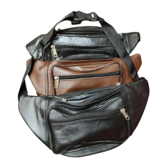 Leather Belt Adjustable Bag for Ahram Belt (Ihram), Black