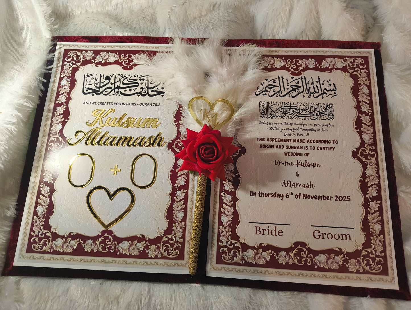 Premium Nikhanama certificate with Signature Pen| Islamic Marriage Certificate | Nikkah nama | Islamic | Nikkah Contract | Wedding Gift | Calligraphy