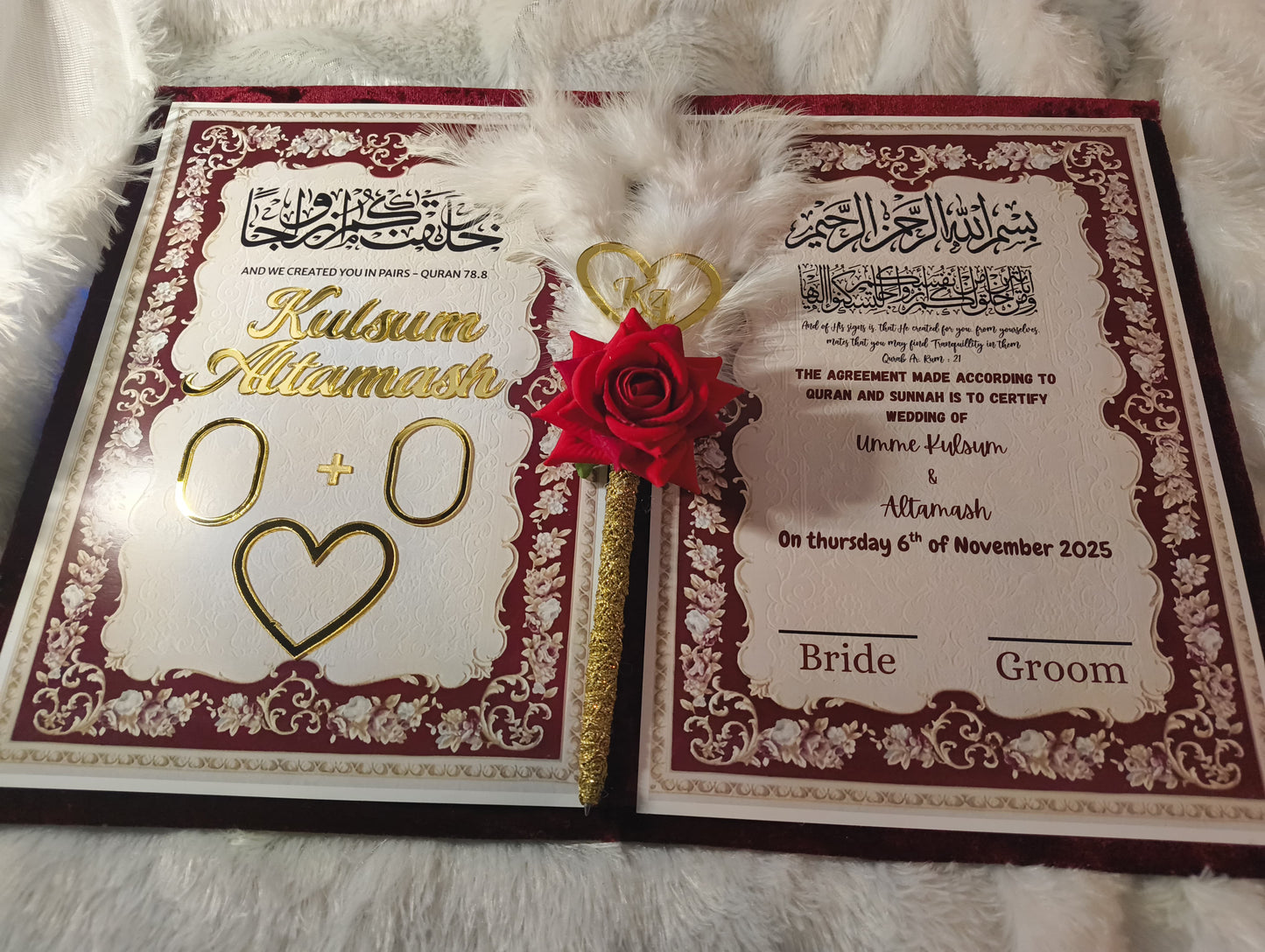 Premium Nikhanama certificate with Signature Pen| Islamic Marriage Certificate | Nikkah nama | Islamic | Nikkah Contract | Wedding Gift | Calligraphy