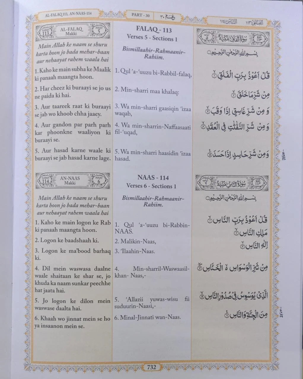 Holy Quran – Arabic Text, URDU Translation in ROMAN Script and English Transliteration