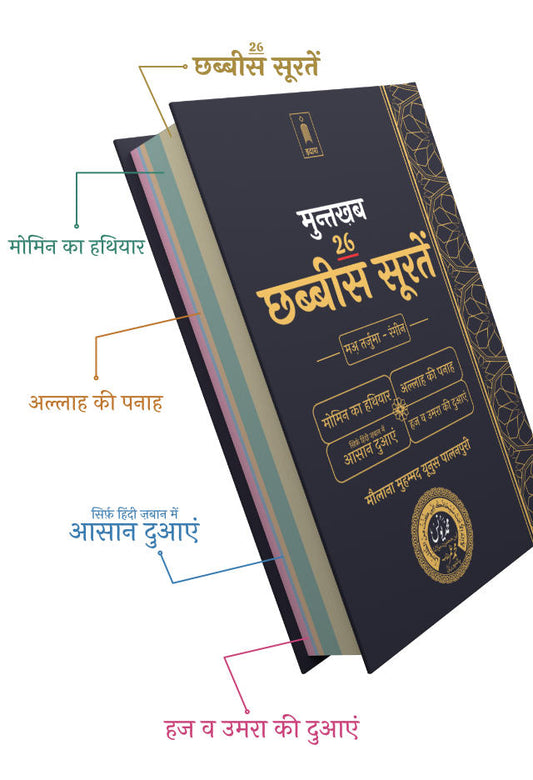 Muntakhab 26 Surtein HINDI Mutarjam Coloured (HB) Momin ka Hathyar, Allah ki Panah, Urdu Mein Asaan Duaien, Hajj wa Umrah ki Duaien by: Maulana Mohammed Yunus Palanpuri