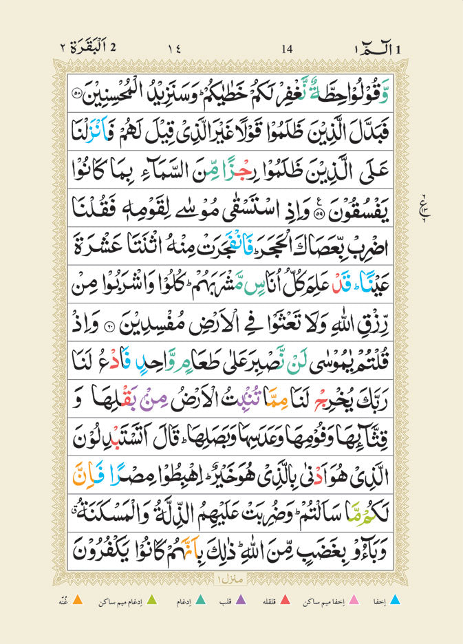 Holy Quran Ref. 23 MEDIUM | Colour Coded Quran with Tajweed Rules and Manzils – (13 Lines per page)