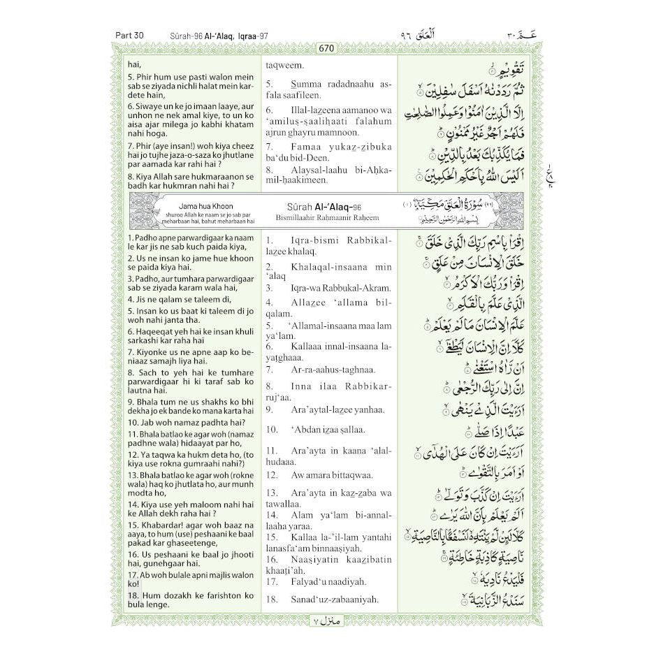 Holy Quran – Urdu translation in ROMAN Script with Transliteration and Arabic Text by Mufti Taqi Usmani