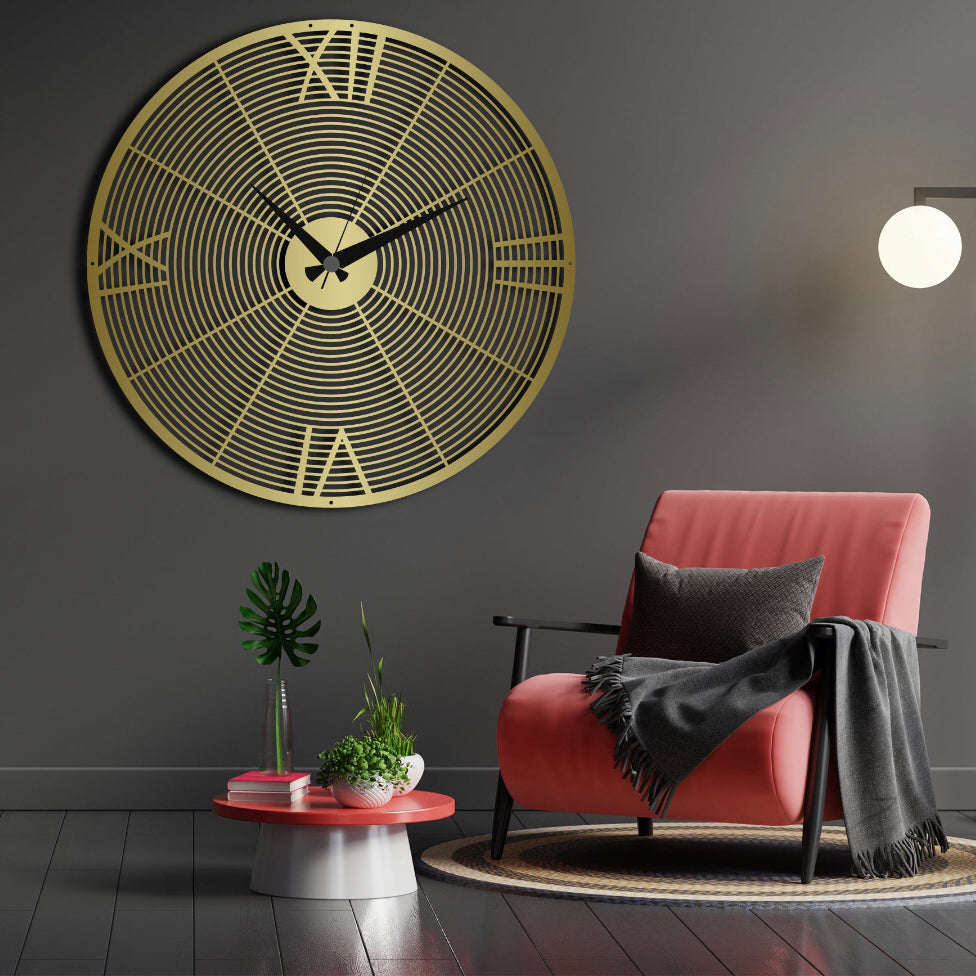 Designer Metal Wall Clock Roman Number