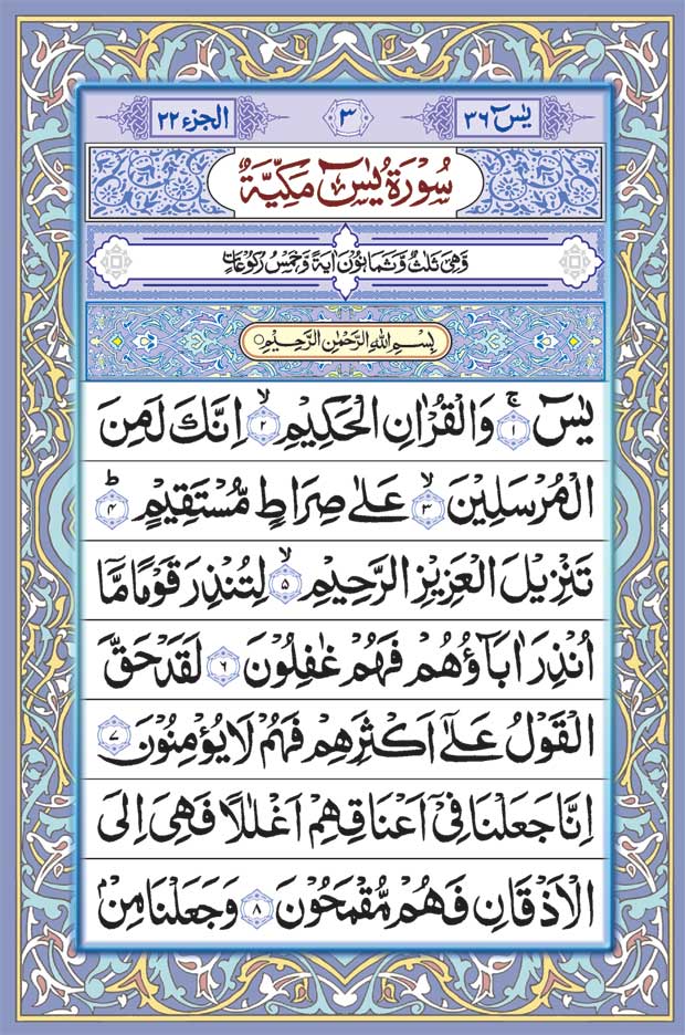 Surah Yaseen (Arabic Text Only) BIG | Coloured