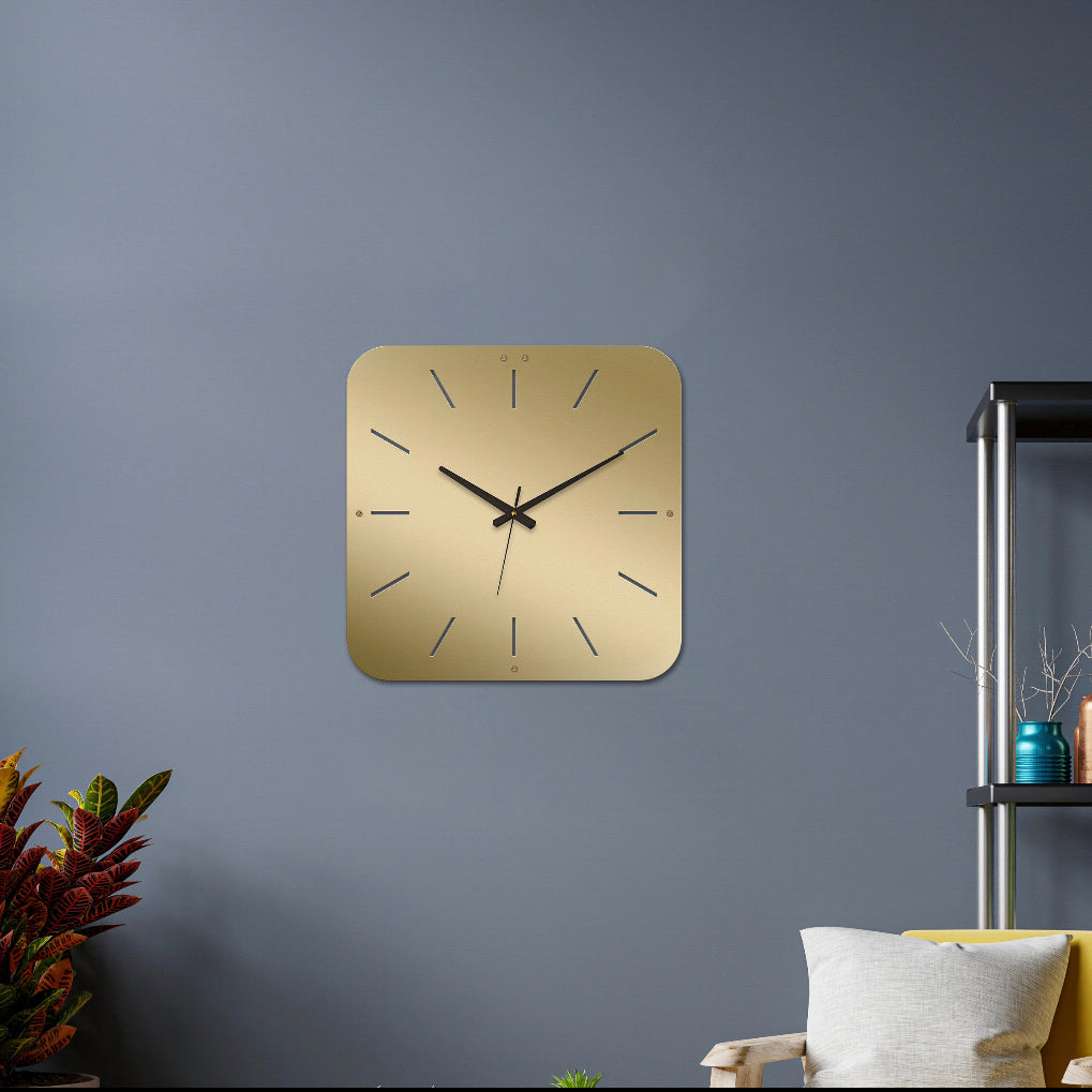 Gold square wall clock