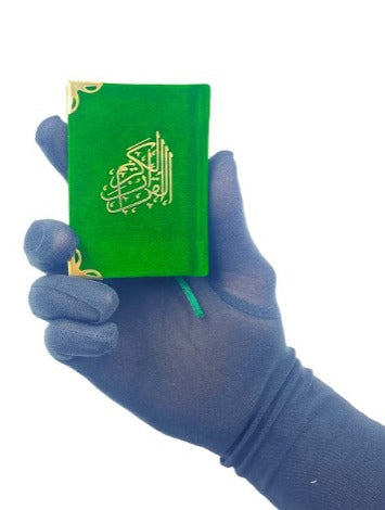 Velvet Mini Qur’an with golden brass cutout and fancy box