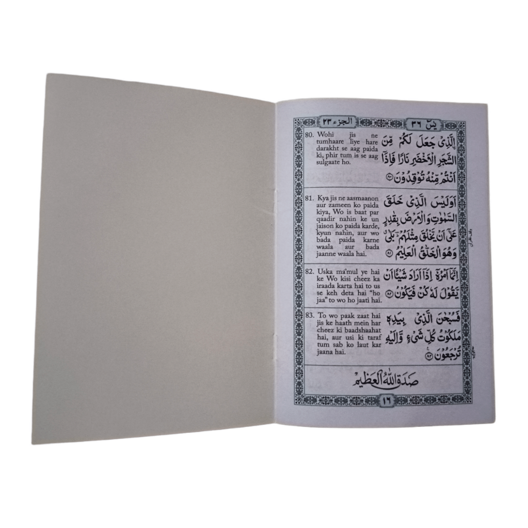 Surah Yaseen (Urdu Translation In Roman Script)