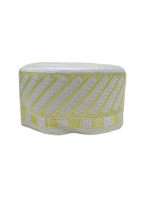 LIGHT YELLOW MIXED WHITE EMBROIDERY CAP (53 CM - 20.5 INCHES)