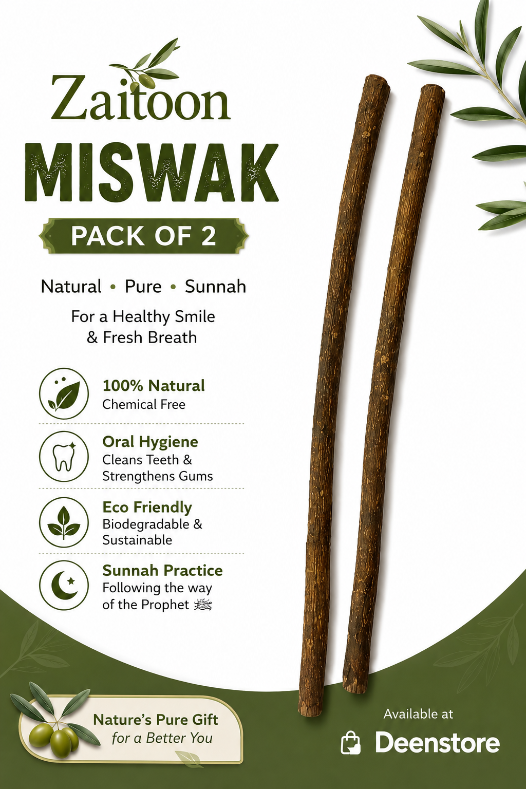 Zaitoon Miswak (set of 2)