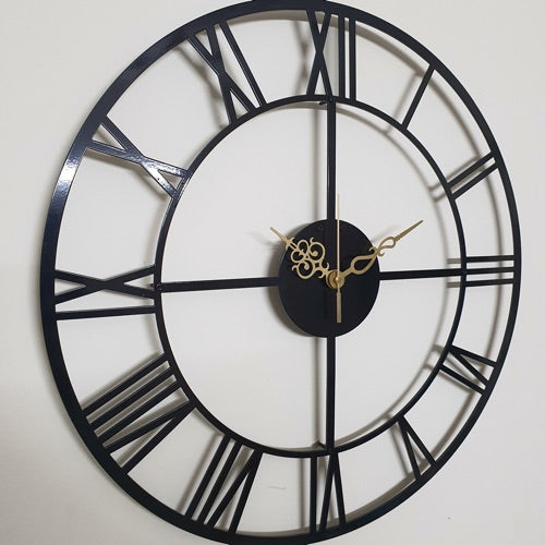 Roman Metal Wall Clock Black