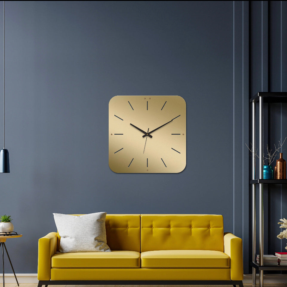 Gold square wall clock