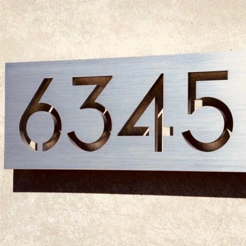 Modern Contemporary Square Metal House Sign