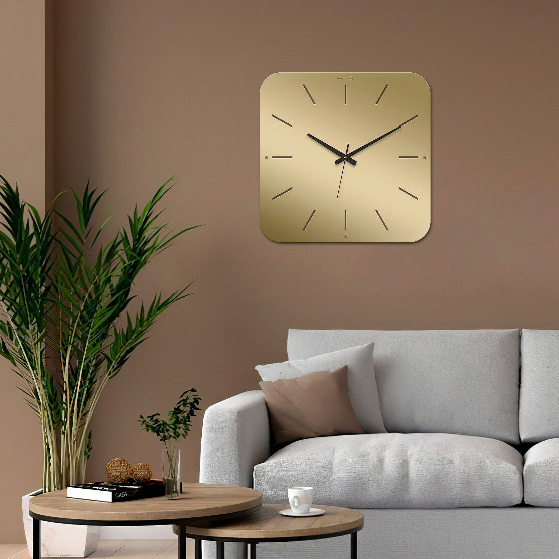 Gold square wall clock