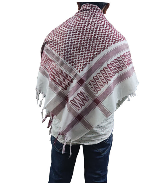 MAROON MIXED WHITE COLOR ARAB SCARF