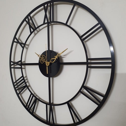 Roman Metal Wall Clock Black